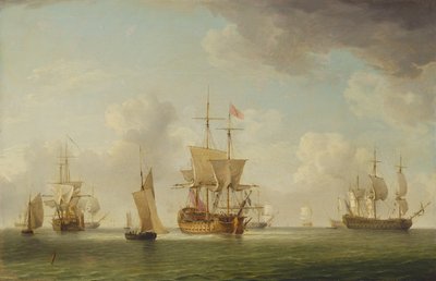 English Ships Under Sail in a Very Light Breeze by Charles Brooking